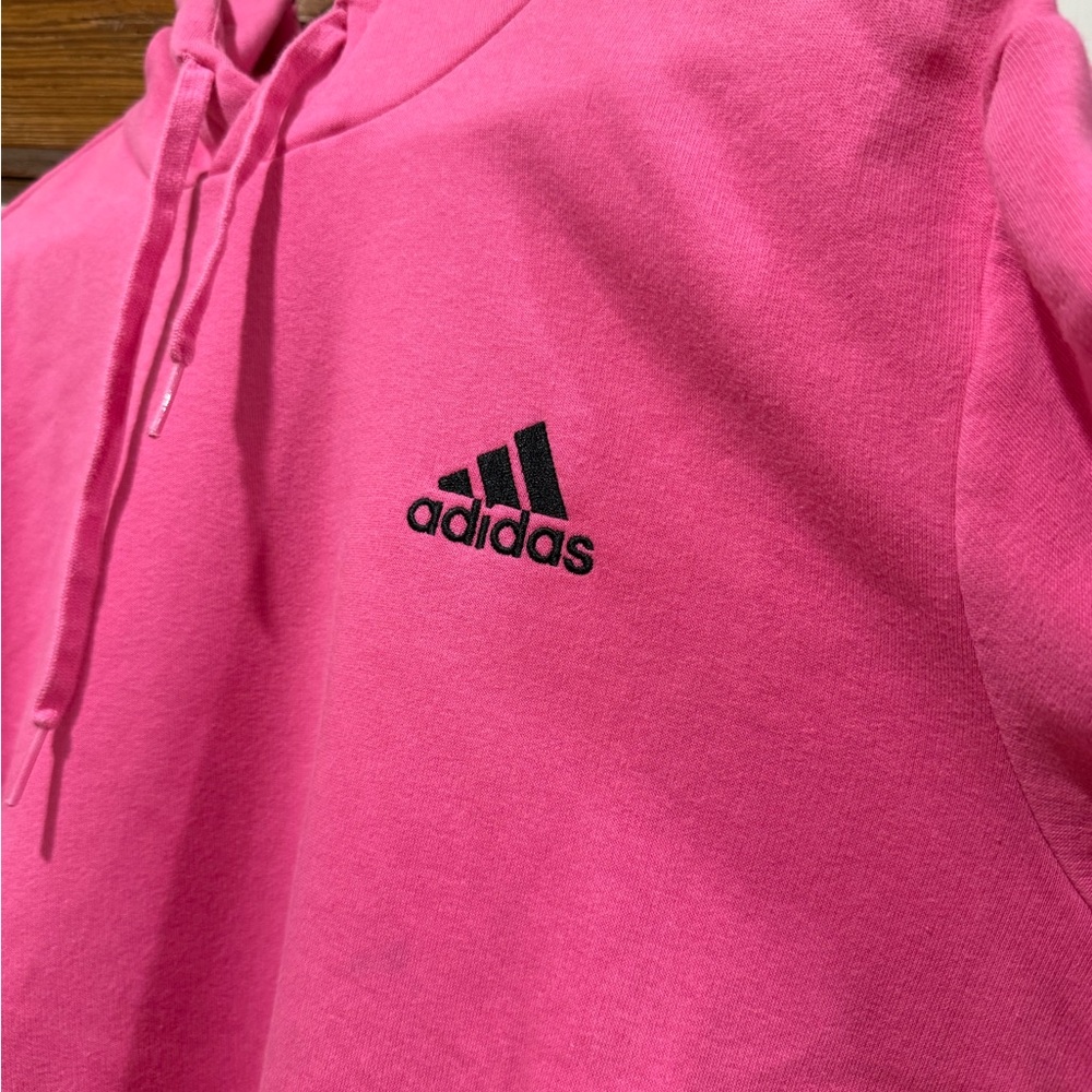 adidas Hot Pink Hoodie with Black Logo Tag M